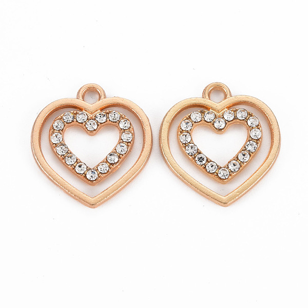 

PandaHall Alloy Pendants, with Crystal Rhinestone, Heart, Light Gold, 19x18x2mm, Hole: 2mm Alloy+Rhinestone Heart Clear