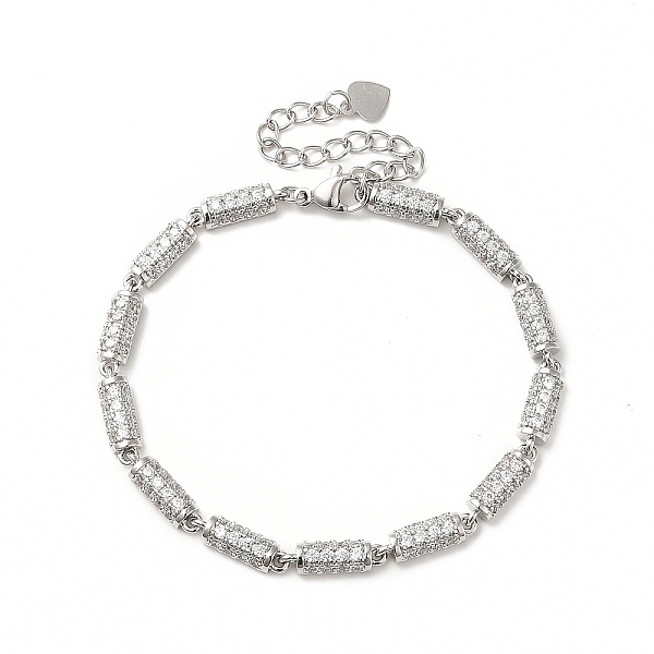 

PandaHall Clear Cubic Zirconia Column Link Chain Bracelet, Rack Plating Brass Jewelry for Women, Cadmium Free & Lead Free, Platinum, 6-7/8...