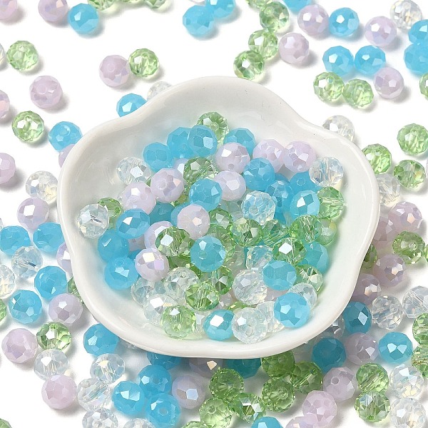 

PandaHall Glass Beads, Faceted, Rondelle, Azure, 8x6mm, Hole: 1mm, about 145pcs/60g Glass Rondelle Blue