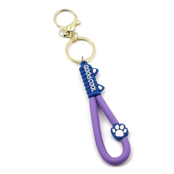 

PandaHall Cat Paw Print PVC Rope Keychains, with Zinc Alloy Finding, for Bag Doll Pendant Decoration, Purple, 17.5cm Alloy Paw Print Purple