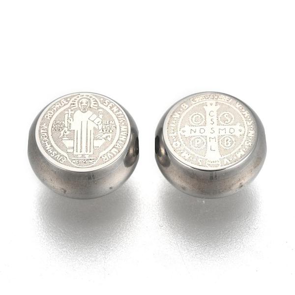 

PandaHall 304 Stainless Steel Beads, Flat Round with Saint Benedict Medal, Stainless Steel Color, 11x5mm, Hole: 2mm 304 Stainless Steel Flat...