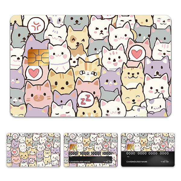 

PandaHall Plastic Waterproof Card Stickers, Self-adhesion Card Skin for Bank Card Decor, Rectangle, Cat Shape, 140x190mm Plastic Cat Shape