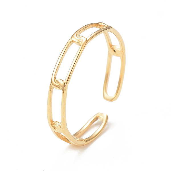 

PandaHall Ion Plating(IP) 304 Stainless Steel Hollow Out Oval Open Cuff Ring for Women, Real 14K Gold Plated, Inner Diameter: 18mm 304...