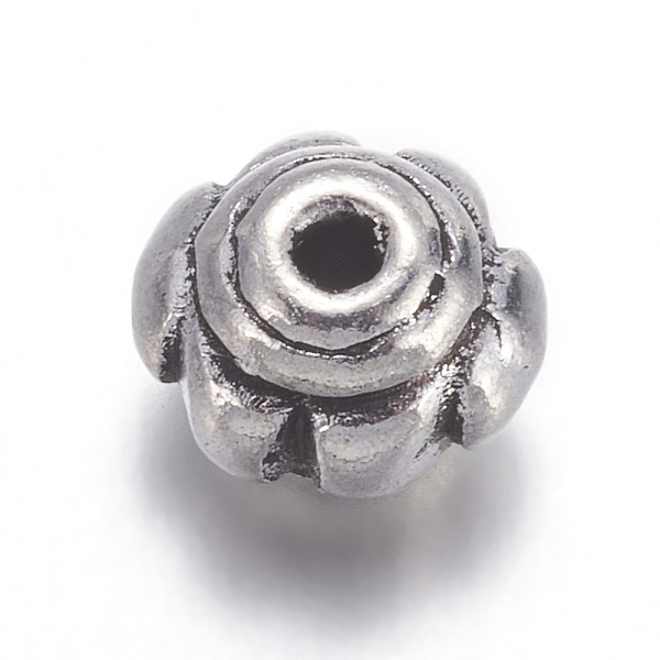 

PandaHall Antique Silver Tone Tibetan Silver Flower Beads, Lead Free & Cadmium Free, about 5mm wide, 4.3mm long, Hole: about 1mm Alloy...