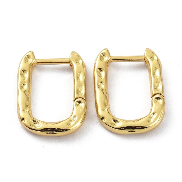 

PandaHall Textured Rectangle Brass Hoop Earrings, Long-Lasting Plated Earrings for Girl Women, Real 18K Gold Plated, 16x11.5x2mm, Pin: 0.8mm...