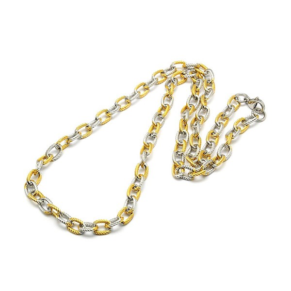 

PandaHall Fashionable 304 Stainless Steel Twisted Grain Cable Chain Necklaces, with Lobster Claw Clasps, Mixed Color, 20 inch~21 inch...