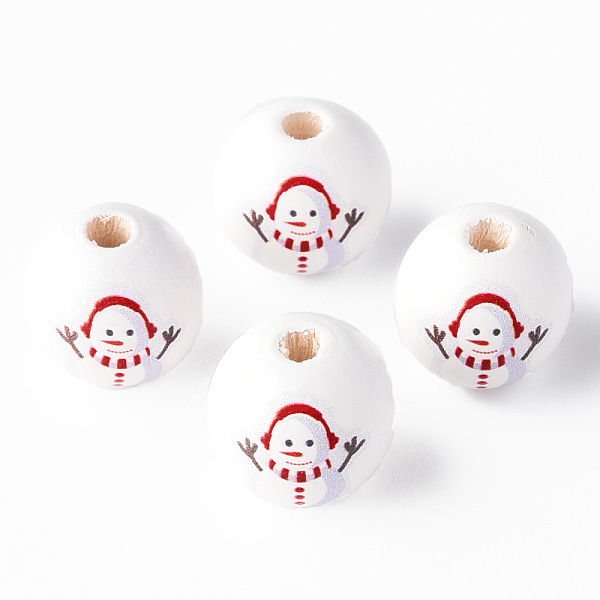 

PandaHall Painted Natural Wood Round Beads, Christmas Style, Snowman, Red, 16x15mm, Hole: 4mm Schima Wood Round Red