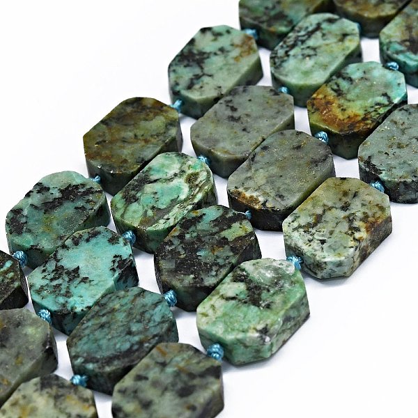 

PandaHall Natural African Turquoise(Jasper) Beads Strands, Frosted, Rectangle, 14~17x11~13x5~6mm, Hole: 1mm, about 21~23pcs/strand...
