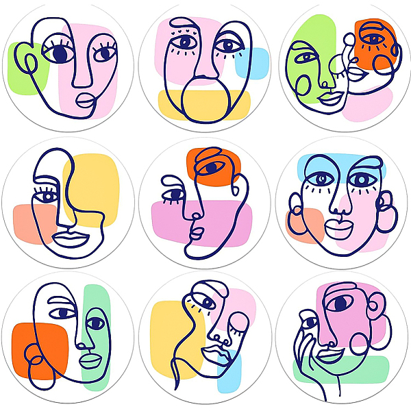 

PandaHall BENECREAT 9Pcs Abstract Face Wood Coasters, Creative Geometric Line Characters Wood Drink Coaster Coffee Cup Mat for Kitchen Table...