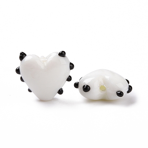 

PandaHall Handmade Lampwork Beads, Bumpy, Heart, White, 15.5x17x8mm, Hole: 1.4~1.6mm Lampwork Heart White