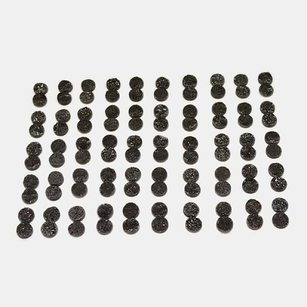 

PandaHall Electroplate Natural Druzy Crystal Cabochons, Flat Round, Dyed, Black, 12x3~6mm Quartz Crystal Flat Round Black