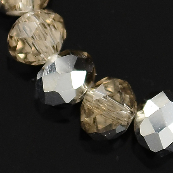 

PandaHall Electroplate Glass Bead Strands, Half Silver Plated, Faceted, Rondelle, Wheat, 6x4mm, Hole: 1mm, about 87~90pcs/strand, 15.7 inch..., Orange