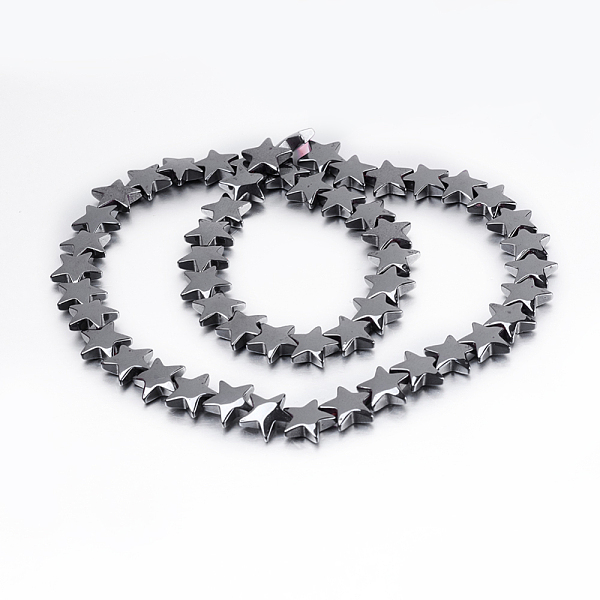 

PandaHall Non-magnetic Synthetic Hematite Beads Strands, Star, 10x10.5x3mm, Hole: 1mm, about 53pcs/strand, 15.9 inch(40.5cm) Non-magnetic...
