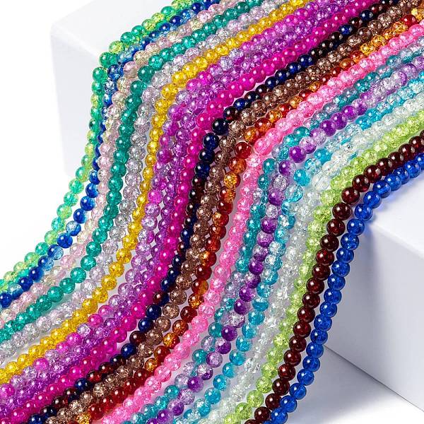 

PandaHall 20 Colors Spray Painted Crackle Glass Beads Strands, Round, Mixed Color, 8mm, Hole: 1.3~1.6mm, about 100pcs/strand, 31.4 inch..., Multicolor