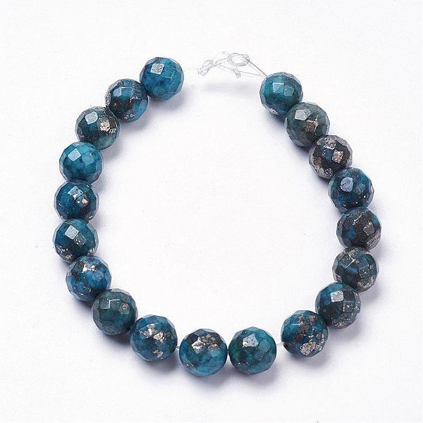 

PandaHall Natural Pyrite Beads Strands, Dyed, Round, Faceted, Deep Sky Blue, 10~11x10~11mm, Hole: 1.5mm, about 19pcs/strand, 7.8 inch(20cm)...