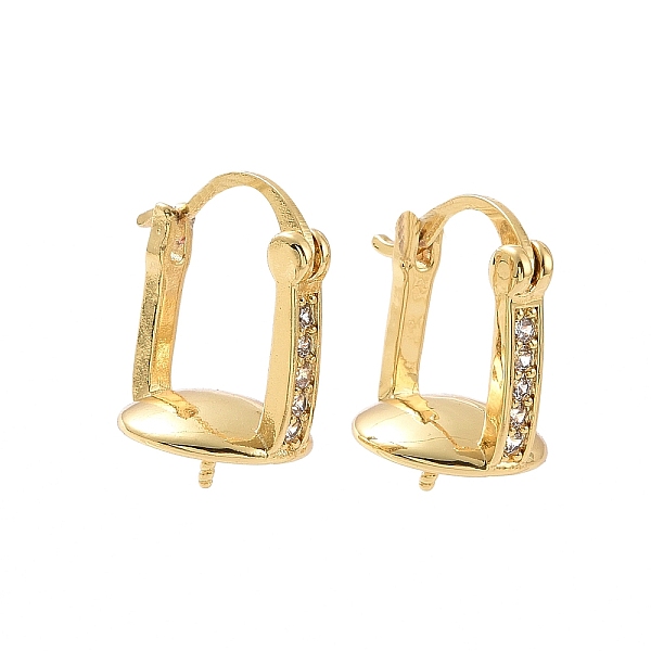 

PandaHall Brass Micro Pave Cubic Zirconia Hoop Earring Findings with Latch Back Closure, for Half Drilled Beads, Real 18K Gold Plated..., Clear