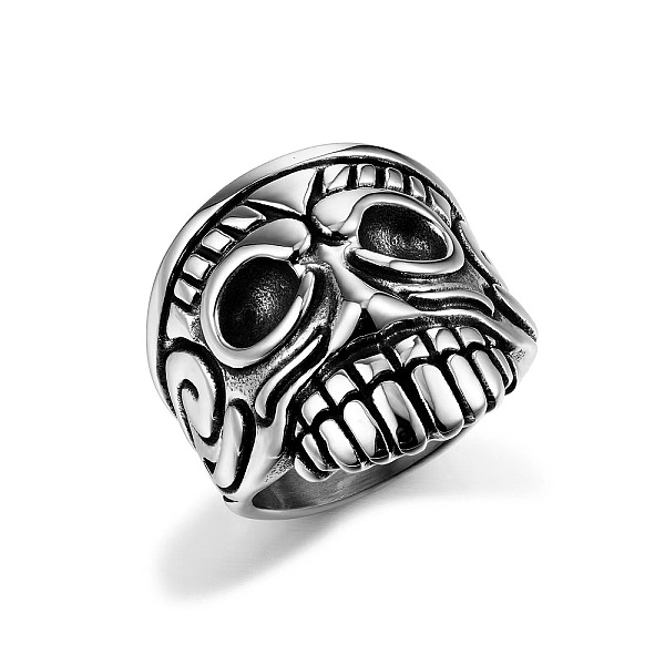 

PandaHall Stainless Steel Signet Rings, Skull, Antique Silver, US Size 9(18.9mm) Stainless Steel Skull