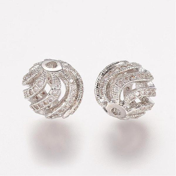 

PandaHall Brass Micro Pave Cubic Zirconia Beads, Round, Platinum, 10mm, Hole: 1mm Brass+Cubic Zirconia Round
