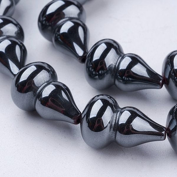 PandaHall Non-magnetic Synthetic Hematite Beads Strands, Calabash/Gourd, 17.5x11mm, Hole: 1.5mm, about 23pcs/strand, 15.9 inch(40.5cm)...