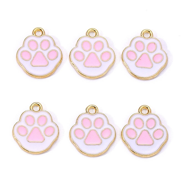 

PandaHall Alloy Enamel Pendants, Paw Print Charm, Golden, Pearl Pink, 17x15mm Alloy+Enamel Paw Print