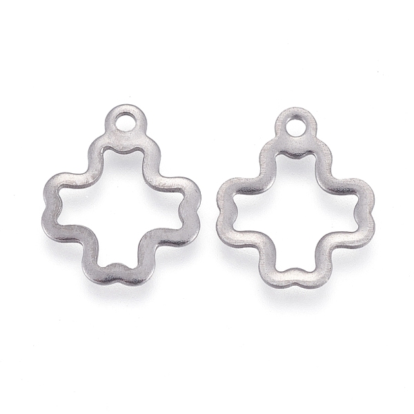 

PandaHall 304 Stainless Steel Charms, Laser Cut, Hollow, Clover, Stainless Steel Color, 12x10x0.5mm, Hole: 1.2mm 304 Stainless Steel Clover