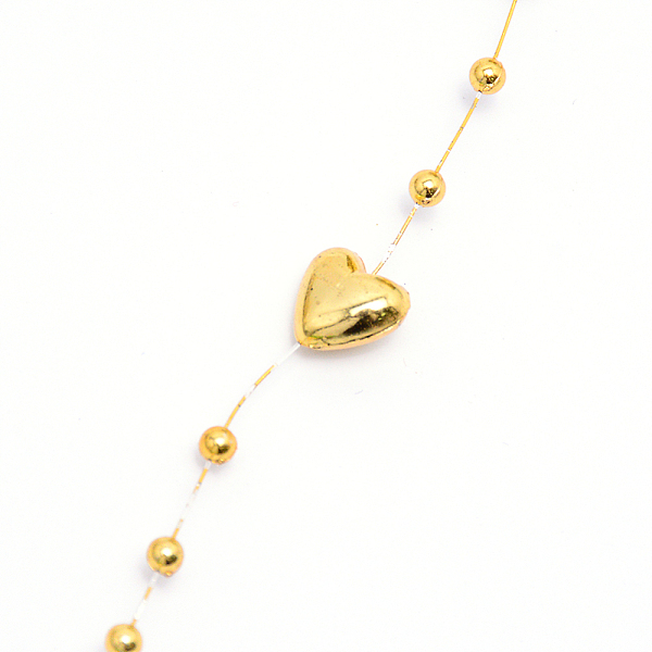 

PandaHall Handmade ABS Plastic Beaded Chains, with Spool, Heart & Round, Gold, Heart: 9x10x5mm, Round: 3mm, about 60m/roll Plastic Gold