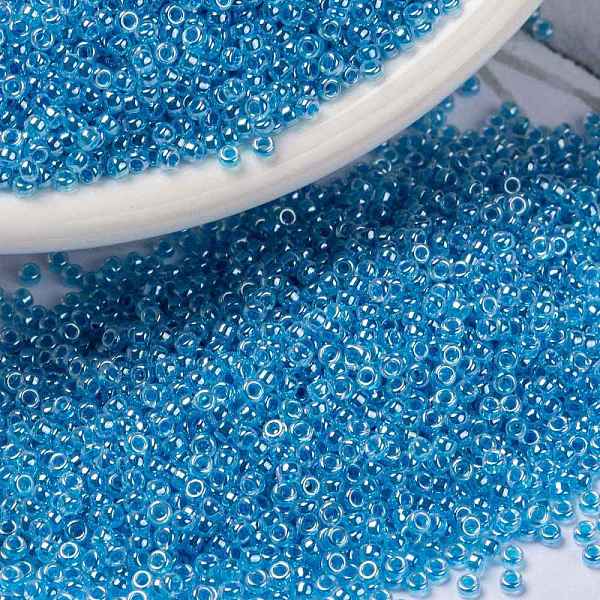 

PandaHall MIYUKI Round Rocailles Beads, Japanese Seed Beads, (RR537) Blue Ceylon, 15/0, 1.5mm, Hole: 0.7mm, about 5555pcs/bottle, 10g/bottle..., Cyan