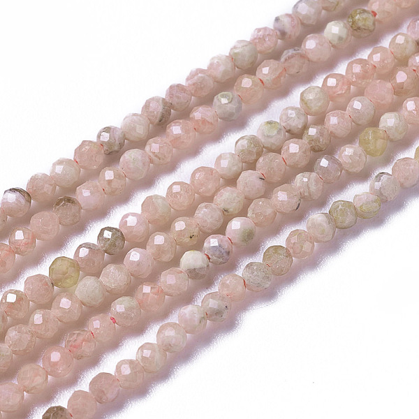 

PandaHall Natural Argentina Rhodochrosite Beads Strands, Faceted, Round, 3~3.5x2~3.5mm, Hole: 0.2mm, about 120~189pcs/strand, 16.2~16.4 inch...