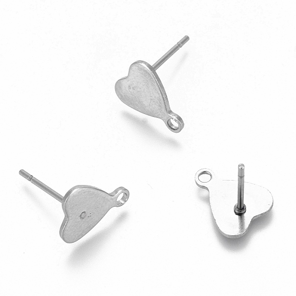 

PandaHall 304 Stainless Steel Stud Earrings, Heart, Stainless Steel Color, 12x8mm, Hole: 1mm, Pin: 0.8mm 304 Stainless Steel Heart