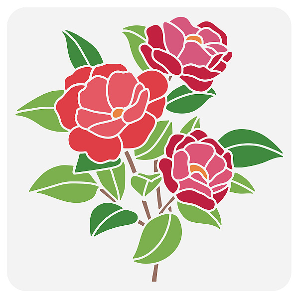 

PandaHall BENECREAT Camellia Stencils, 12x12" Camellia Flower Bouquet Painting Templates Reusable Stencils Template for Scrapbooking, Photo...