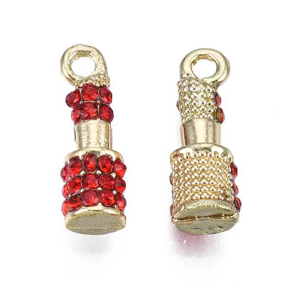 

PandaHall Rack Plating Alloy Charms, with Rhinestone, Golden, Cadmium Free & Lead Free, Lipstick, Siam, 15x5x4.5mm, Hole: 1.6mm..., Red