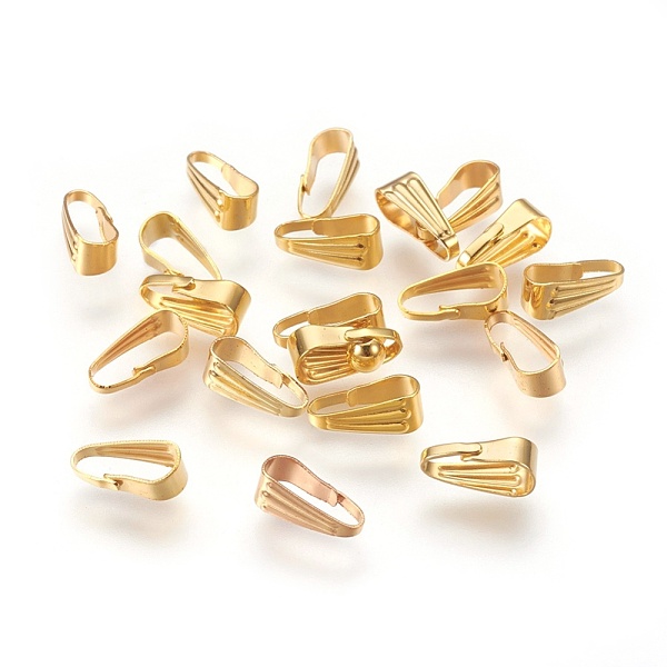

PandaHall Brass Snap on Bails, Nickel Free, Golden, 8.5x3.5mm, Hole: 2.5x7.5mm Brass