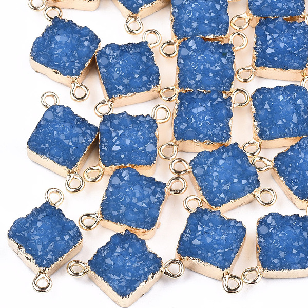 

PandaHall Electroplate Druzy Resin Links connectors, with Iron Findings, Rhombus, Light Gold, Dodger Blue, 22~23x15x7mm, Hole: 1mm Resin...