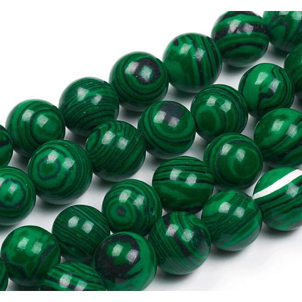 

PandaHall Synthetic Malachite Beads Strands, Round, 8mm, Hole: 0.8mm, about 50pcs/strand, 15.7 inch(40cm) Malachite Round