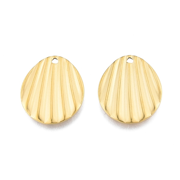 

PandaHall Ion Plating(IP) 201 Stainless Steel Pendant, Shell Effect Textured Charms, Oval, Real 18K Gold Plated, 21.5x18x1mm, Hole: 1.6mm...