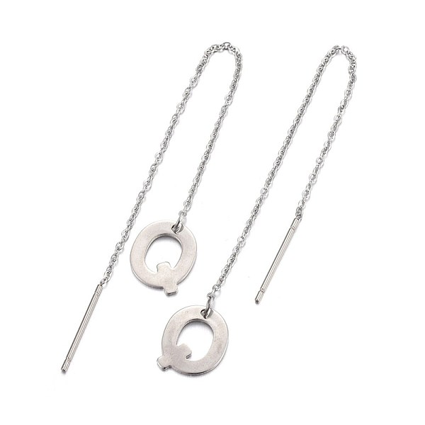 

PandaHall 304 Stainless Steel Stud Earrings, Hypoallergenic Earrings, Ear Threads, Alphabet, Letter.Q, 107~112x1mm, Pin: 15x0.7mm, letter...