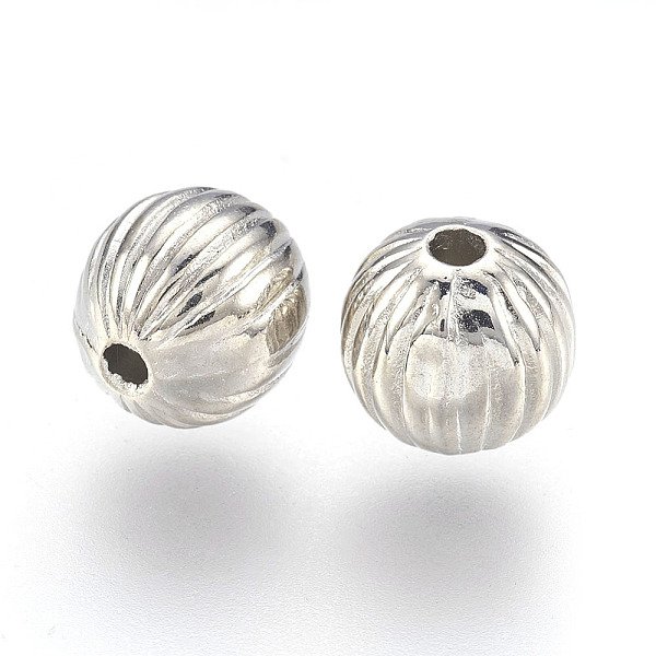 

PandaHall CCB Plastic Corrugated Beads, Round, Grooved, Platinum, 10mm, Hole: 2mm Plastic Round