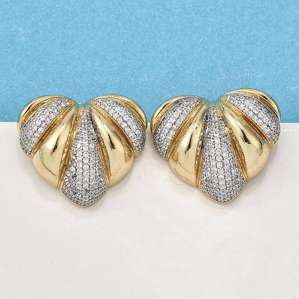 Boucles d'oreilles en laiton avec micro pavé de zircone cubique transparente pour femmes