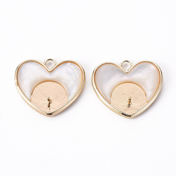 

PandaHall Brass Peg Bails Pendants, with Shell, for Half Drilled Beads, Heart, Nickel Free, Real 18K Gold Plated, 11x12.5x2mm, Hole: 1.2mm...