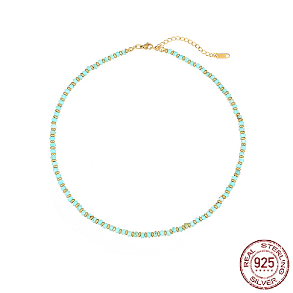 

PandaHall Synthetic Turquoise Beaded Necklaces for Women, with 925 Sterling Silver Findings, 400mm Synthetic Turquoise