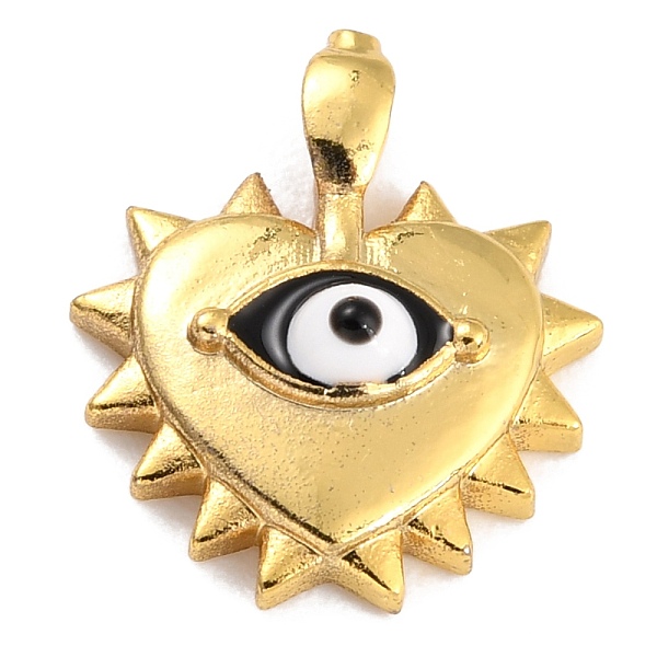 

PandaHall Golden Brass Enamel Pendants, Long-Lasting Plated, Heart with Evil Eye, Black, 14x12.5x3mm, Hole: 2x1mm Brass+Enamel Eye Black