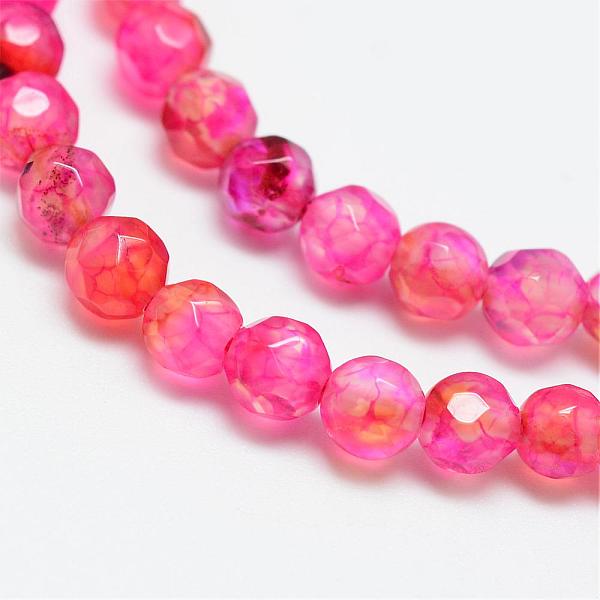 

PandaHall Natural Crackle Agate Bead Strands, Dyed, Faceted, Round, Hot Pink, 4mm, Hole: 1mm, about 87~90pcs/strand, 13.8~14.6 inch Crackle...