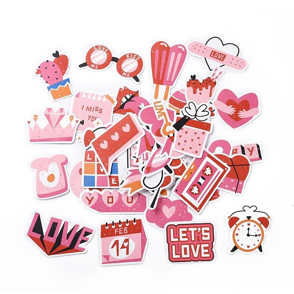 PandaHall Valentine's Day Theme Paper Stickers Set, Adhesive Label Stickers, for Water Bottles, Laptop, Luggage, Cup, Computer, Mobile Phone...