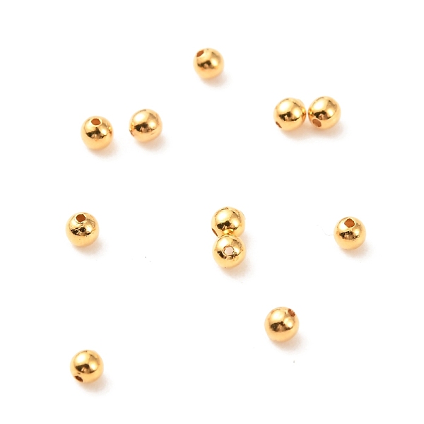 

PandaHall Brass Spacer Beads, Long-Lasting Plated, Round, Real 18K Gold Plated, 2mm, Hole: 0.5mm Brass Round