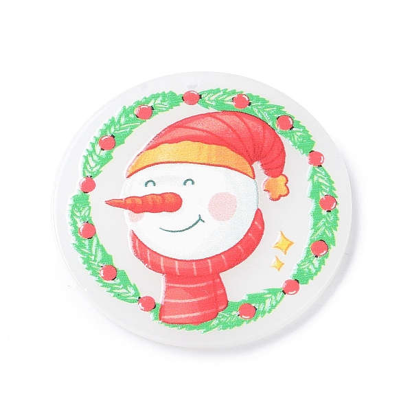 

PandaHall Christmas Acrylic Pendants, Flat Round Charm, Snowman, 38x2mm, Hole: 1.3mm Acrylic Snowman