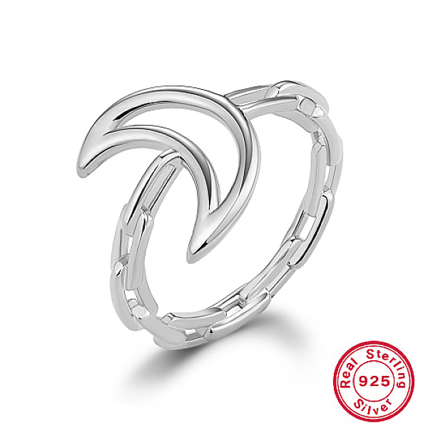 

PandaHall Rhodium Plated 925 Sterling Silver Finger Ring, Hollow Moon, Platinum, Inner Diameter: 16mm Sterling Silver Moon