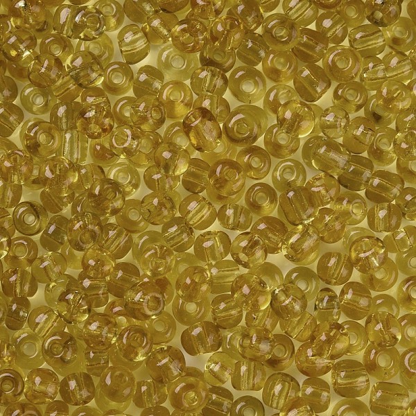 

PandaHall Glass Seed Beads, Transparent, Round, Goldenrod, 6/0, 4mm, Hole: 1.5mm, about 4500 beads/pound Glass Gold