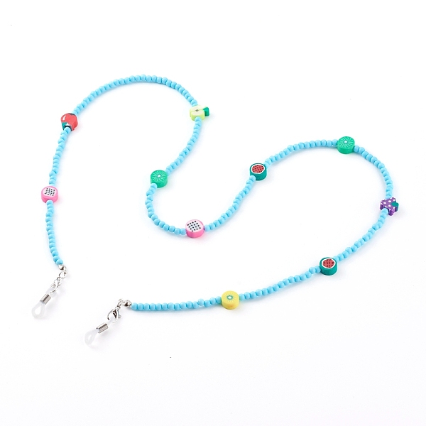 

PandaHall Eyeglasses Chains, Neck Strap for Eyeglasses, with Acrylic Round Beads, Polymer Clay Fruit Beads and Rubber Loop End, Mixed Color..., Multicolor