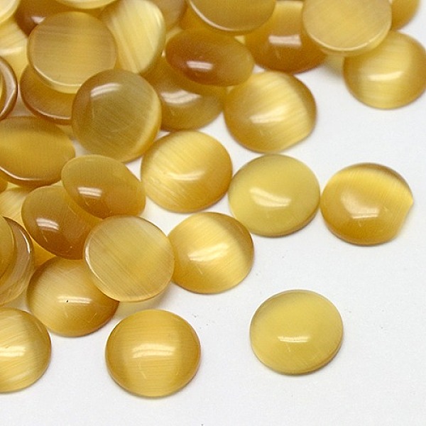 

PandaHall Cat Eye Cabochons, Half Round, Goldenrod, 16x3mm Glass Half Round Gold