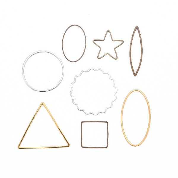 

PandaHall Brass Linking Rings, Mixed Shape, Mixed Color, 8~40x5~25x0.5~1mm Brass Ring